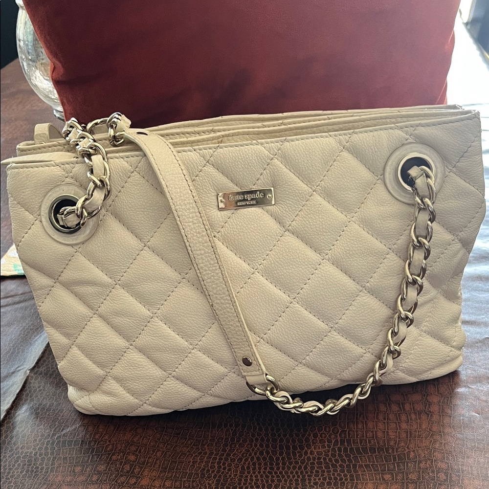 kate spade Quilted Cream Leather Chain-Handle Shoulder Bag